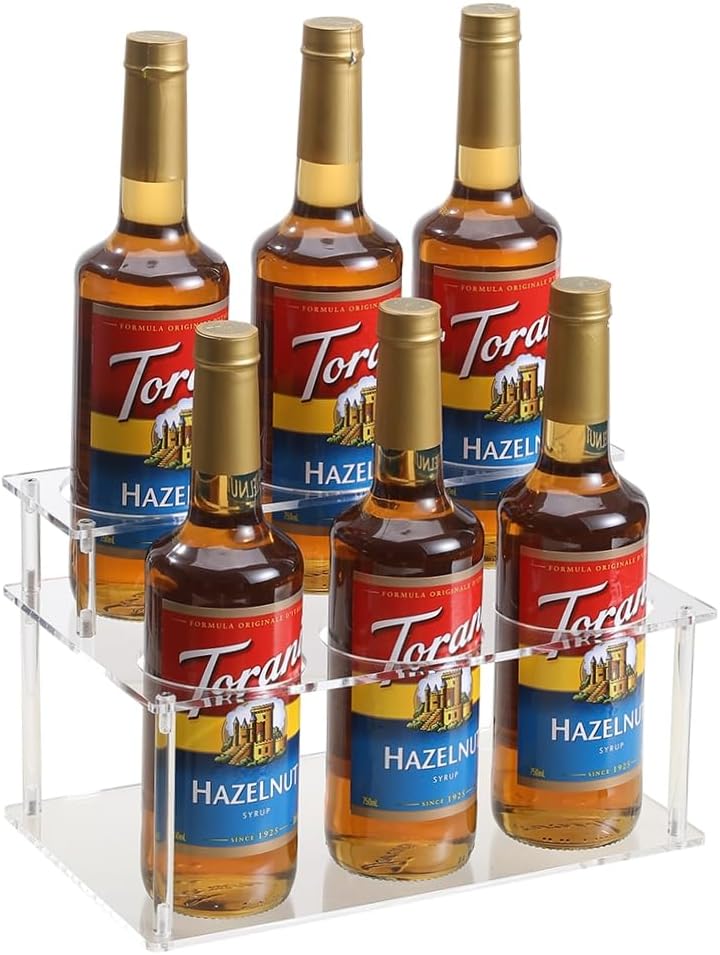 IEEK Coffee Syrup Rack Organizer 2-Tier 6 Syrup Bottles Holder Stand for Coff...