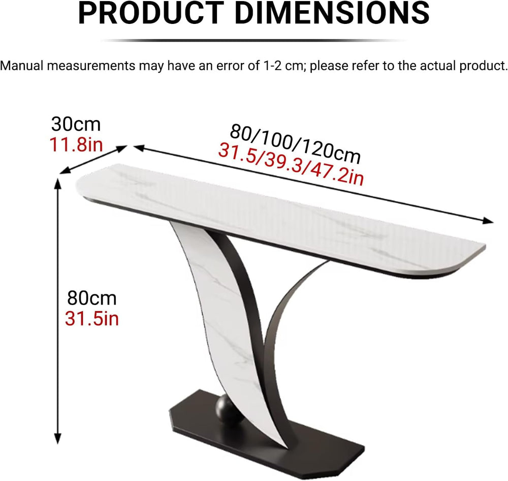 Narrow Console Table with Stone Top | Modern Entryway Table | Hallway Decor f...