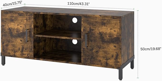 Novilla TV Stand for TV's up to 50 Inches, Modern Barn Door Entertainment Center TV Console, TV Table with Storage Bookcase Shelf for Living Room, 43 Inches, Brown