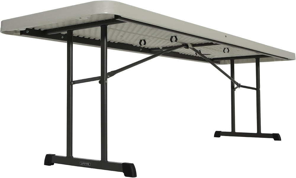 LIFETIME 880250 Professional Grade Folding Table, 8 ft, Almond HDPE Top, Bron...
