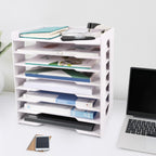 SONGWAY Large File Organizer for Desk - 8 Tier Legal Size Paper Storage Holder, File Sorter, Letter Mail Tray, Desktop Paper Storage Organizer for Home Office School