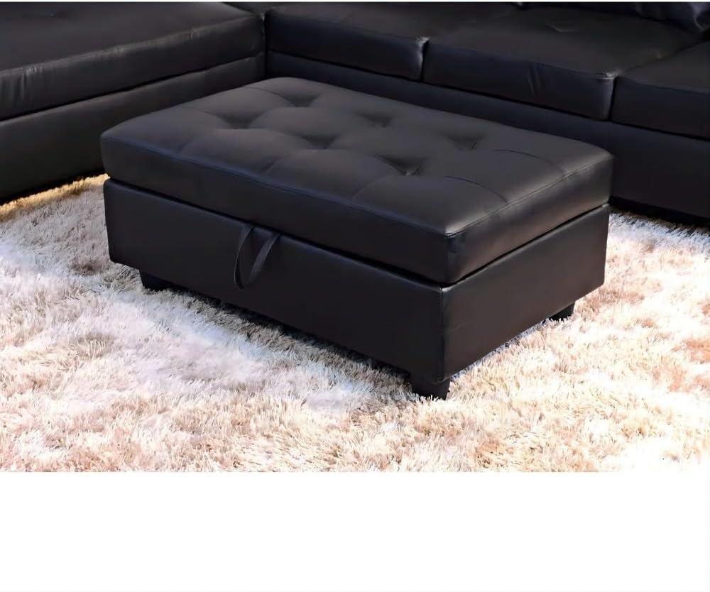 Large Faux Leather Ottoman Foot Rest Stool with Storage,33 in x 22 in x 17 in...