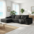 Eafurn Oversized L-Shaped Modular Sectional Sofa with Chaise, Fluffy Corduroy Upholstered Boneless Couch with Deep Seat, Minimalist Flexible Combination for Living Room | Breathable material, Full Foam, Anti-slip