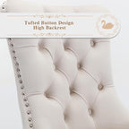 Velvet Upholstered Dining Chairs Set of 6, Modern Style Kitchen Side Chairs with Nailhead Trim and Silver Plated Leg, Metal Pulling Ring for Dining Room Living Room