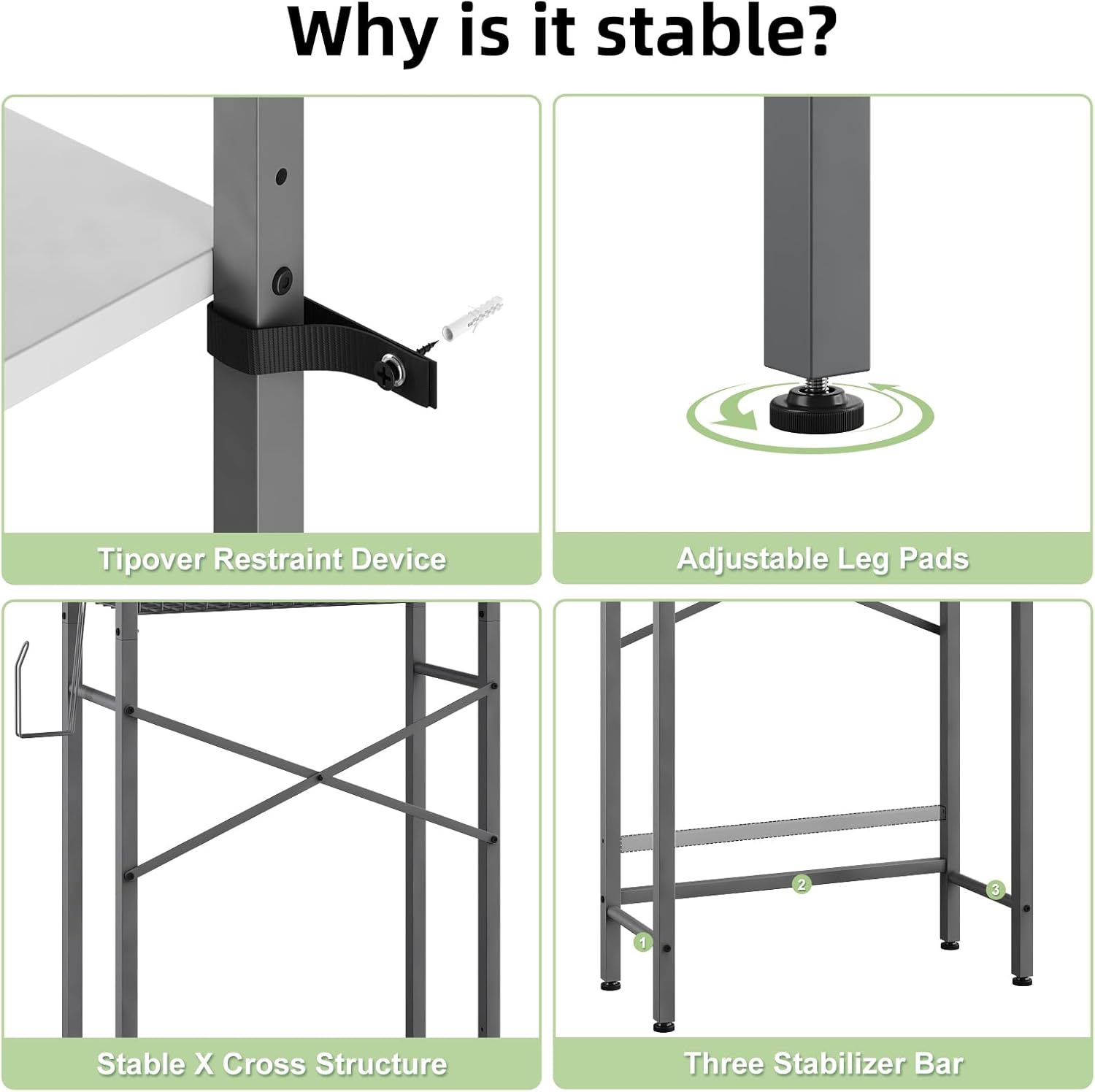 Over-The-Toilet Storage Rack, 4-Tier Bathroom Organizer Shelf Over Toilet with Adjustable Shelf and Basket, Freestanding Space Saver Bathroom Shelves Above Toilet for Room (Gray- White)