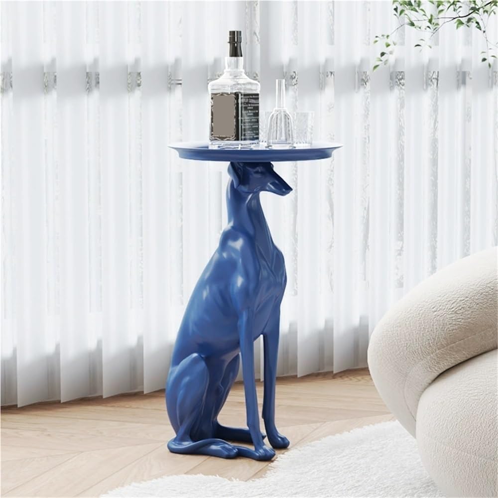 Dog Decorative Tray Side Table, Resin Animal Sculpture End Table for Living R...