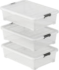 Morcte 50 Quart Clear Plastic Under Bed Storage Box, 3-Pack Under Bed Storage Containers on Wheels