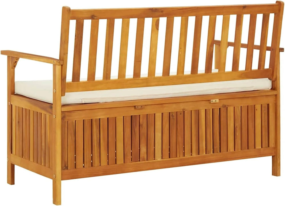 Gecheer Storage Bench Rustic Solid Acacia Wood 120x63x84 cm for Garden Outdoo...