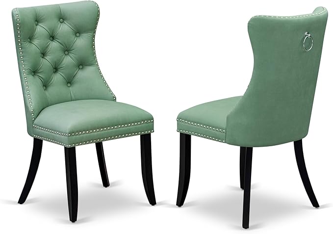 East West Furniture LGDA5-BLK-22 5 Piece Dining Set Contains a Rectangle Wooden Table with Butterfly Leaf and 4 Polyester Fabric Upholstered Chairs, 42x84 Inch, Black