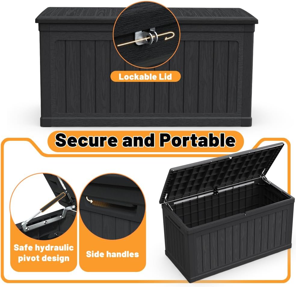230 Gallon Large Outdoor Storage Deck Box XXL Patio Furniture Storage, 440 lb...