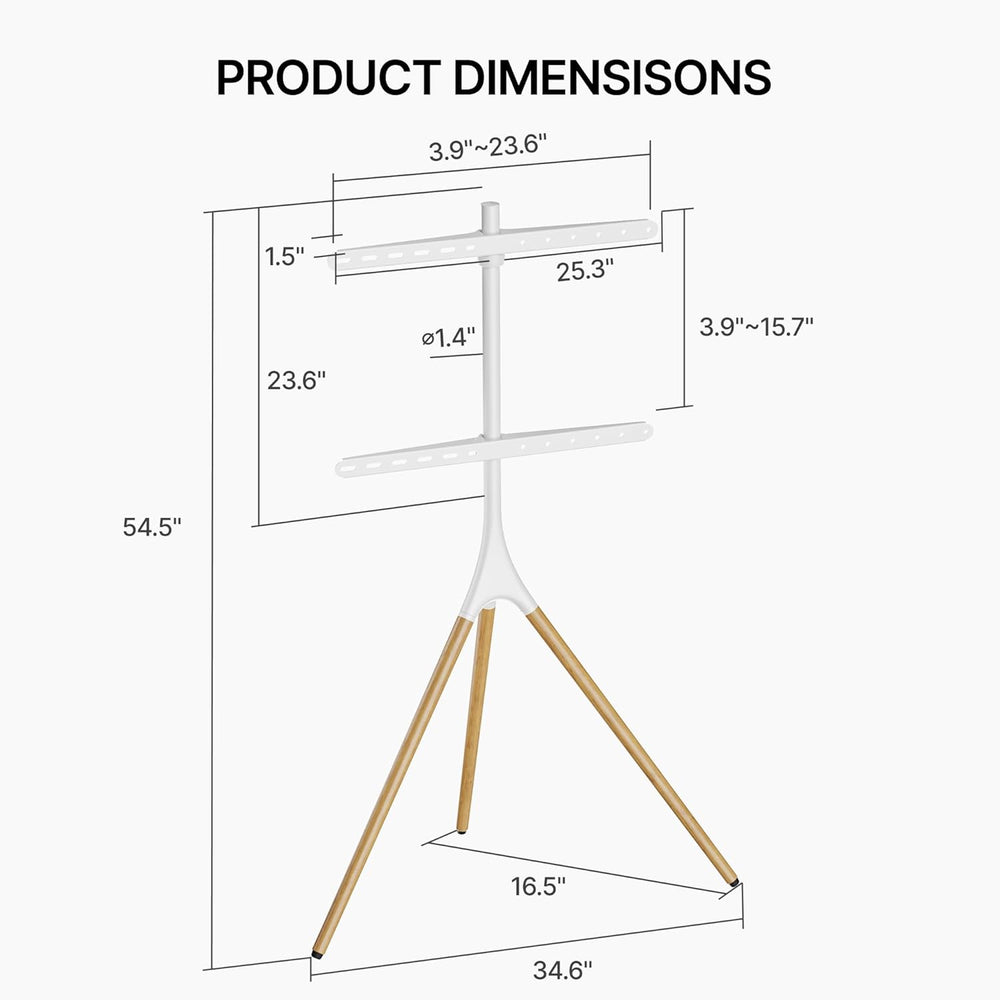Artistic Easel TV Stand for 43-65 Inch TVs, 180° Swivel Tripod TV Stand up to...