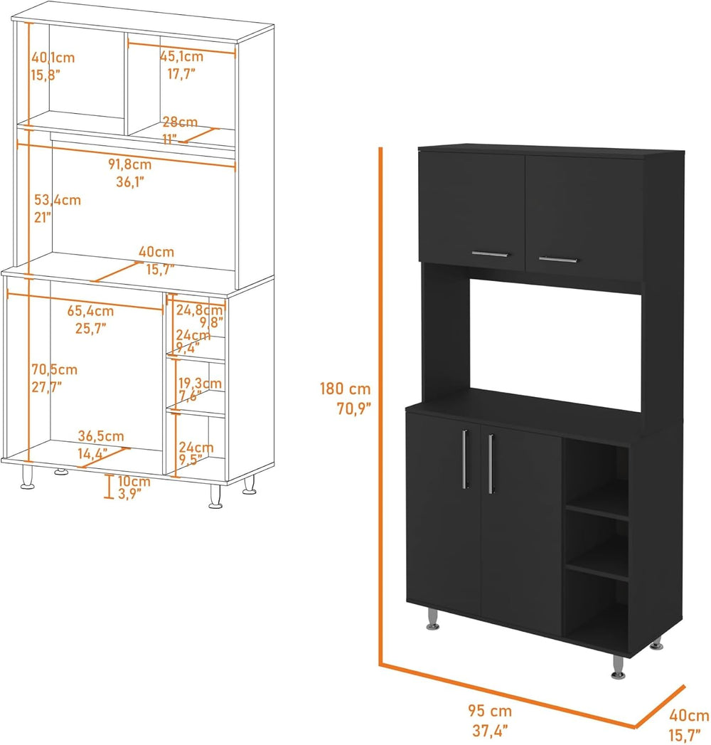 Pantry Cabinet, Three Open Shelves