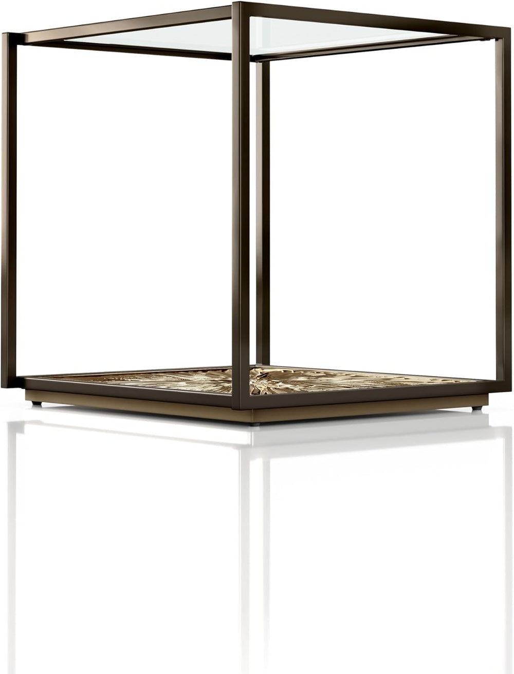 24/7 Shop at Home Aureum Modern 24-inch 1-Shelf Glass Top End Table with Sunb...