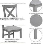 Dining Table Set for 4, Modern Counter Height Kitchen Dining Set, Wooden Table and Chairs with Increase Height Square Table, 4 Upholstered Chairs with Foot Rail for Apartment, Home, Grey