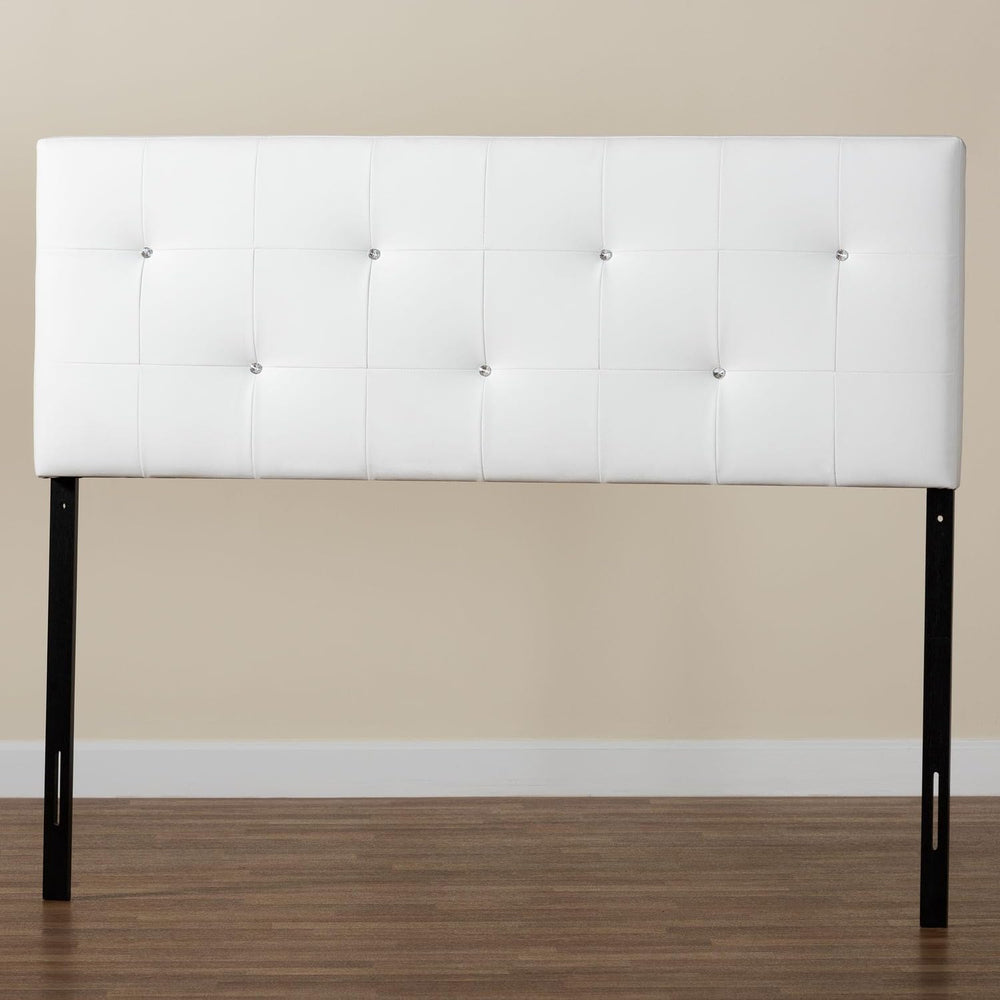 Pemberly Row Modern Faux Leather Tufted Queen Panel Headboard, 22.5" H x...