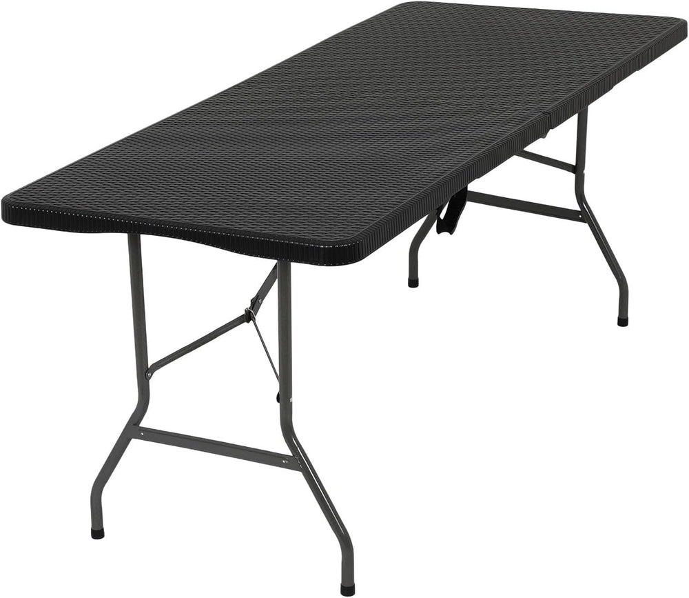 FDW | 6FT Folding Table | Black Ratten | Portable Plastic Table