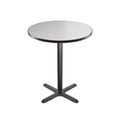 OEF Furnishings OEFCT13636XBGY Premium Commercial-Grade Restaurant and Breakroom Cafe Table (Round, 36 in Diameter, 42 in Bar Height, X-Base, Black Frame, Gray Nebula Laminate)
