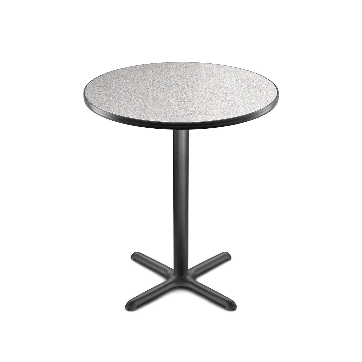 OEF Furnishings OEFCT13636XBGY Premium Commercial-Grade Restaurant and Breakroom Cafe Table (Round, 36 in Diameter, 42 in Bar Height, X-Base, Black Frame, Gray Nebula Laminate)