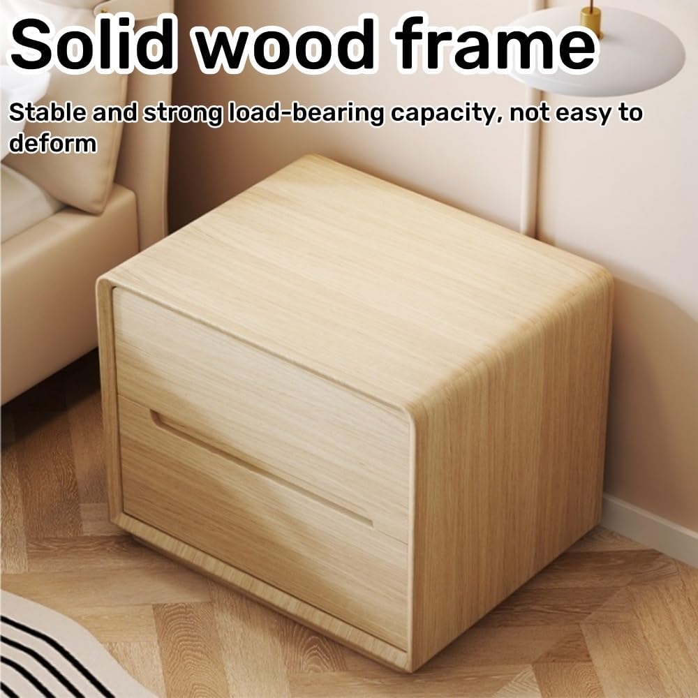 Modern Nightstand, Solid Wood Bedside Table, Simple Night Stand with 2 Drawer...