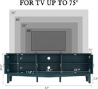 ARTPOWER 67“ Vintage TV Stand for TVs up to 75”, Modern Entertainment Center with Door Cabinets and Open Shelves,TV Console with Storage,Green Media Cabinet for Living Room,Bedroom