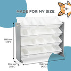 Humble Crew Supersized Toy Storage Organizer with 16 Removable Bins, Grey/White – Large Toy Storage for Toddlers Ideal for Kids' Rooms, Playrooms, and Nurseries - Modern Toy Bins for Kids