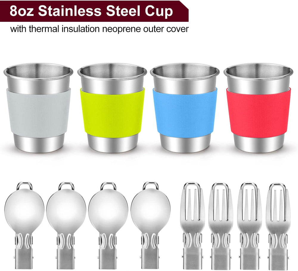 Odoland 22pcs Camping Cookware Mess Kit, Large Size Hanging Pot Pan Kettle wi...