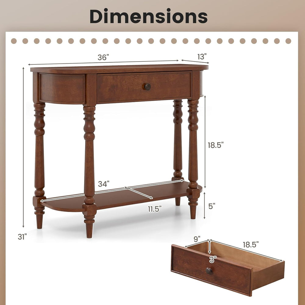 Giantex 2-Tier Console Table, 36" Retro Entryway Table with Storage Draw...