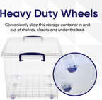 Superio Storage Bins with Lids- Clear Boxes for Organizing, Stackable Plastic Containers- BPA Free, Non-Toxic, Odor Free, Organizer for Home, Office, Dorm (6 Pack, 44 Qt (Wheeled))