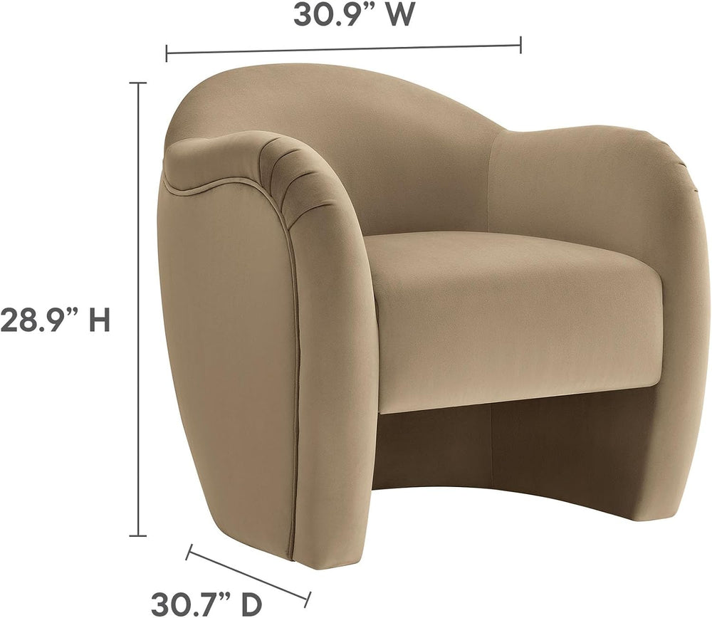 Modway Compose Barrel Chair with Performance Velvet Fabric in Taupe – Upholst...