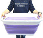 SAMMART Set of 2-41L(10.8 gallon) Collapsible Plastic Laundry Basket-Pop Up Storage Container-Portable Washing Tub-Space Saving Hamper,Water capacity:32L(8.4 gallon) (2 rectangular, Lt. Purple)