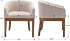 Mid-Century Modern Beige Dining Chairs Set of 8, Linen Upholstered Kitchen Dining Room Chairs with Natural Wood Legs, Curved Backrest Armchairs, Beige