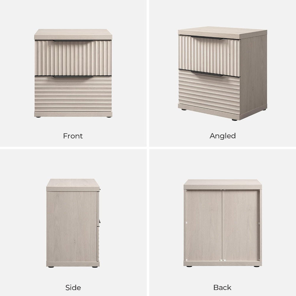 SICOTAS 22" Nightstands Set of 2 Fluted Night Stand with 2 Drawers | Mod...
