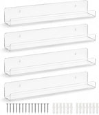 4-Pack Hanging Records, 12-Inch Record Holder Display, Clear Acrylic Floating Shelf, Suitable for Bedroom, Living Room, Magazine Rack