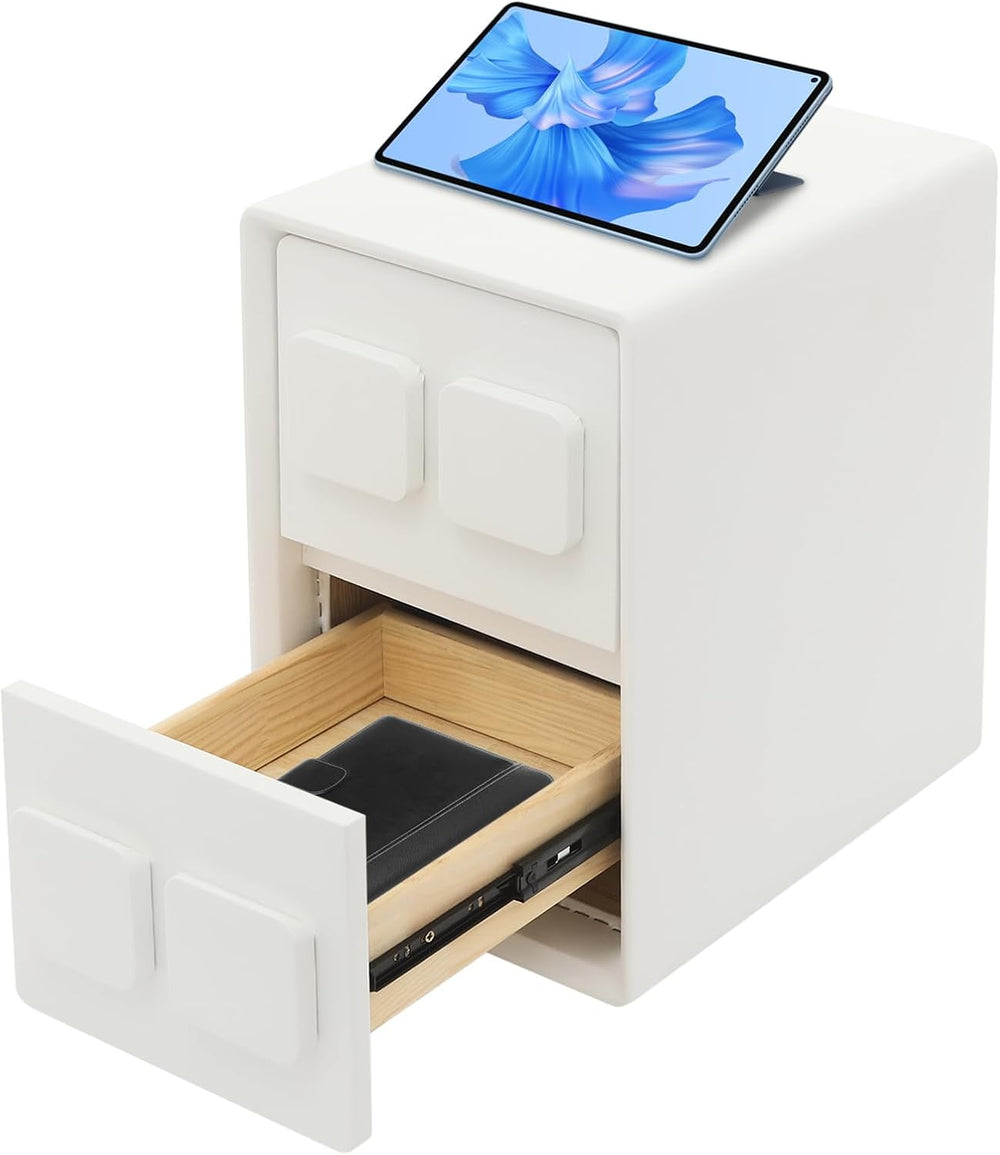 Modern Minimalist End Table, with 2 Drawers Bedside Table, Bedside Nightstand...