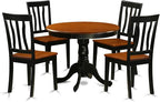 East West Furniture ANTI5-BLK-W 5 Piece Kitchen Table Set for 4 Includes a Round Dining Room Table with Pedestal and 4 Dining Chairs, 36x36 Inch, Black & Cherry