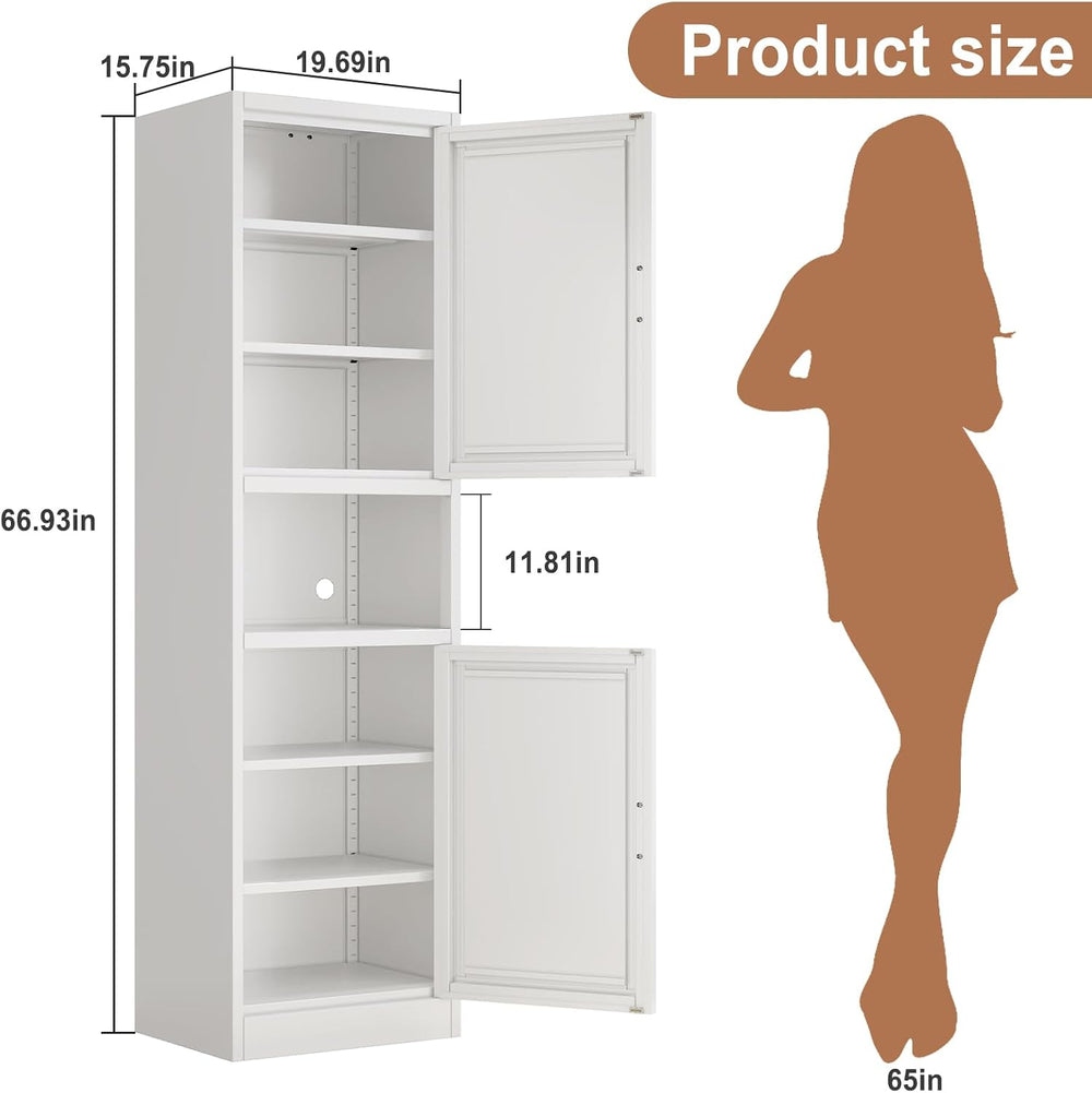 67" Tall Pantry Cabinet, Kitchen Pantry Storage Cabinet with Doors and S...
