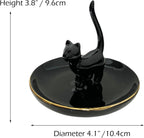 ROSA&ROSE Cat Ring Holder Trinket Tray Ceramic Jewelry Dish Porcelain Ring Organizer–Gift for Women,Girlfriend,Wife,Birthday or Anniversary (Black)