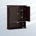 Tangkula Bathroom Wall Cabinet, Wooden Hanging Storage Cabinet with Doors & Shelves, Multipurpose Storage Cabinet for Restroom Kitchen Living Room, Wall Mounted Bathroom Medicine Cabinet (Brown)