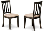 East West Furniture HLAN5-CAP-C 5 Piece Kitchen Table Set for 4 Includes a Round Dining Table with Pedestal and 4 Linen Fabric Dining Room Chairs, 42x42 Inch, Cappuccino