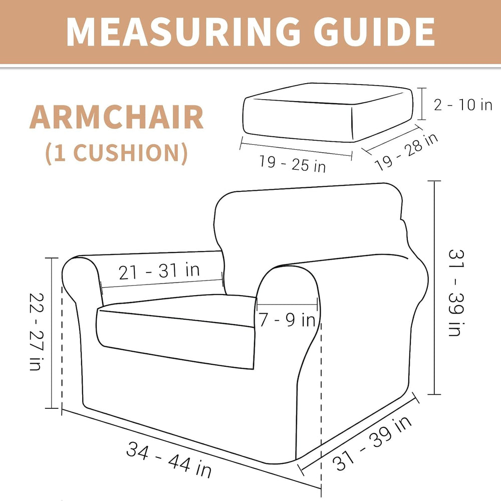 ZNSAYOTX 2 Piece Stretch Chair Slipcovers with Arms (34"-44") New-R...