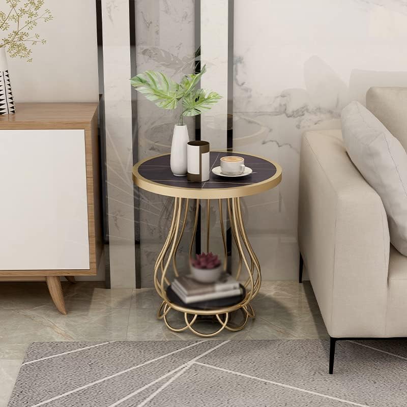 Mushroom-Shaped Marble Table, Double-Layer Shelf, Bedside Table, Telephone Ta...