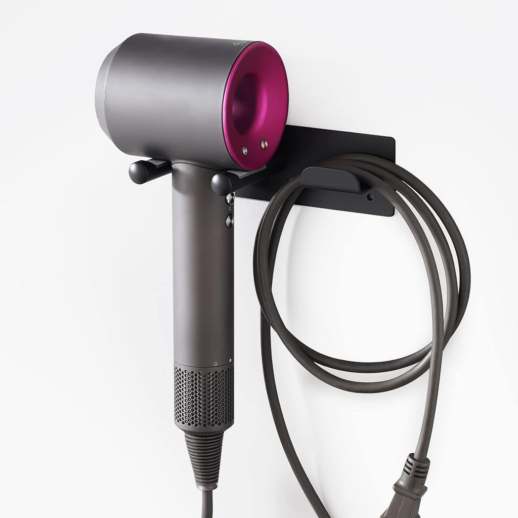 Hair Dryer Holder Wall Mounted, Self Adhesive Blow Dryer Holder Hair Dryer Organizer Hair Dryer Holder Wall Mounted Compatible with Dyson Blow Dryer Black Banjekt