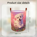 Laundry Baskets 15.7x19.7 Inch Large Puppy Wildflower Field Design Collapsible Laundry Hamper with Handles Oxford Fabric Clothes Storage Bin Foldable Dirty Clothes Organizer for Bedroom Bathroom Dorm
