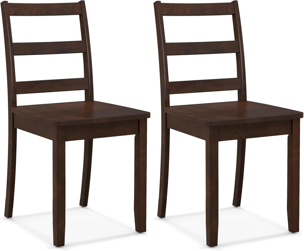 Giantex Wood Dining Chairs Set of 2 Walnut - Wooden Armless Kitchen Chairs wi...