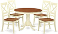 East West Furniture HLQU5-BMK-W 5 Piece Dining Table Set for 4 Includes a Round Kitchen Table with Pedestal and 4 Dinette Chairs, 42x42 Inch, Buttermilk & Cherry