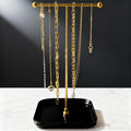 VROOMIUM Necklace Holder- Ceramic Base 1ft Height Jewelry Organizer Stand, Aesthetic Jewelry Hanger Display for Necklaces, Bracelets, Rings, Exhibidor de Collares-Mysterious Black