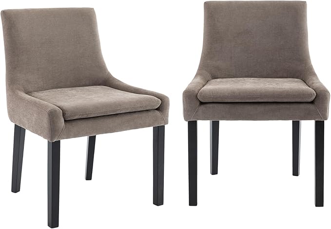 COLAMY Modern Dining Chairs Set of 2, Upholstered Corduroy Accent Side Leisure Chairs with Mid Back and Wood Legs for Living Room/Dining Room-Camel