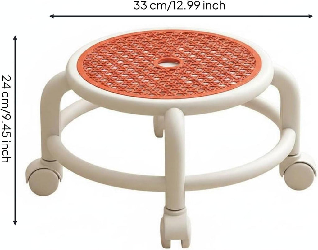 Children Rotating Rolling Stool Swivel Chair Compact Low Height Build Quiet Caster Movement Suitable for bedrooms Play Areas Dorm Rooms Small Living Areas, Vibrant Orange