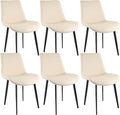 Dining Chairs, Modern PU Leather Dining Room Chair with Sturdy Metal Legs, Upholstered Seat Dinner Chairs Accent Side Chairs for Indoor Kitchen Living Room (Beige, Set of 6)