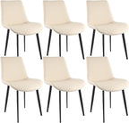 Dining Chairs, Modern PU Leather Dining Room Chair with Sturdy Metal Legs, Upholstered Seat Dinner Chairs Accent Side Chairs for Indoor Kitchen Living Room (Beige, Set of 6)